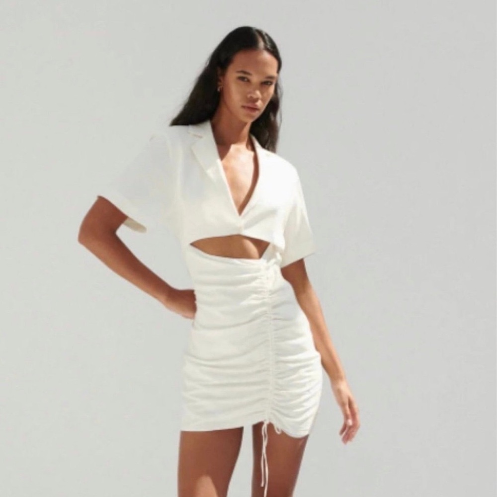 Elegant White Ruched Dress